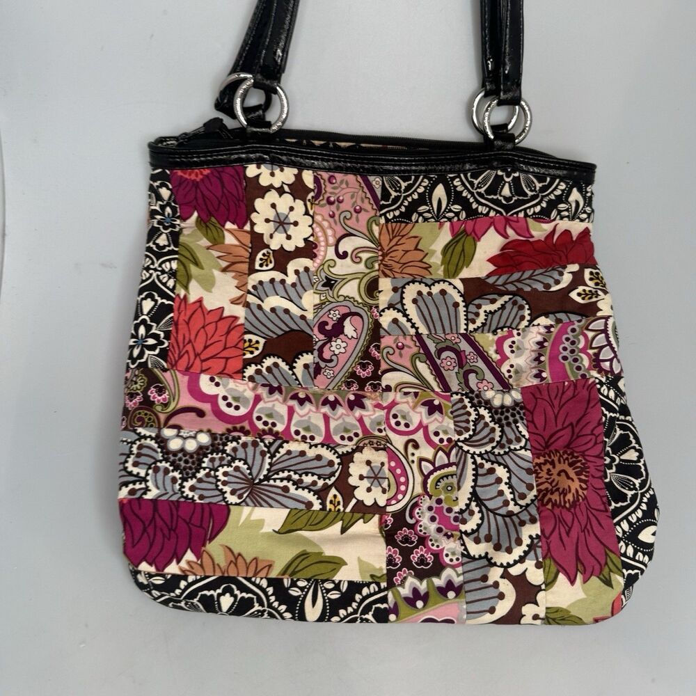 Vera Bradley Medley Patchwork Floral Shoulder Bag Tote 13x13x4.5 GUC - Picture 16 of 16